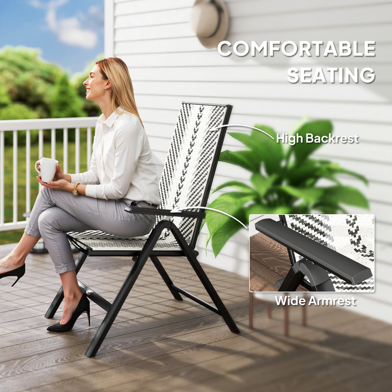 Outsunny Rattan Folding Chair w/ 5-Position Adjustable Backrest