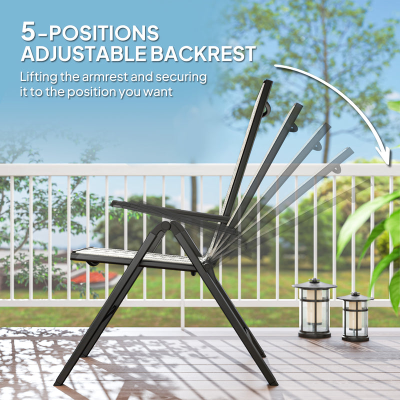 Outsunny Rattan Folding Chair w/ 5-Position Adjustable Backrest