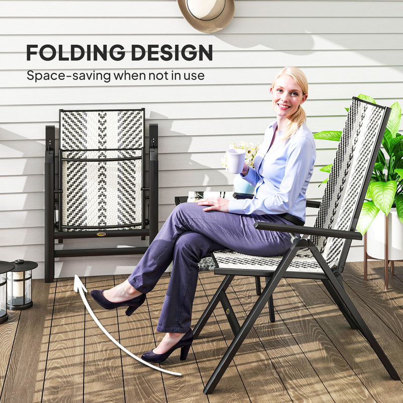 Outsunny Rattan Folding Chair w/ 5-Position Adjustable Backrest