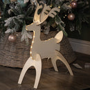 50cm Battery Operated Light up 3D Wooden Christmas Reindeer with 31 Warm White LEDs