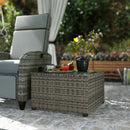 Outsunny Outdoor Coffee Table With Glass Top, Rattan Side Table