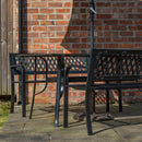 Outdoor 4 Person Rectangular Glass Top Garden Dining Table Benches With Black Havana Parasol and Base Set
