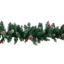 2.7m Green Christmas Garland with Pine Cones and Red Berries