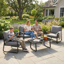 Outsunny 4 Piece Garden Furniture Set, Outdoor Sofa Set, Black
