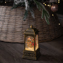 21cm Dual Powered Light up Lantern Christmas Water Spinner with Gingerbread Family Scene