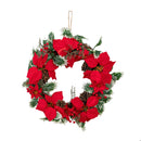 40cm Red Hanging Christmas Poinsettia Wreath with Berries and Pinecones