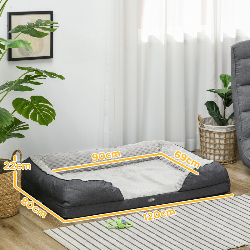 PawHut Dog Bed Calming Pet Bed Dog Mattress For Large Dogs - Charcoal Grey/Brown