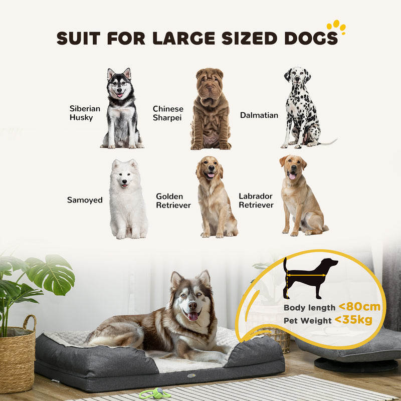 PawHut Dog Bed Calming Pet Bed Dog Mattress For Large Dogs - Charcoal Grey/Brown