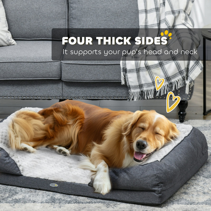 PawHut Dog Bed Calming Pet Bed Dog Mattress For Large Dogs - Charcoal Grey/Brown