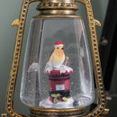 24cm Dual Powered Light up Antique Effect Christmas Water Spinner Hurricane Lantern with Robin on Postbox
