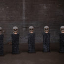 Pack of 2: 90cm x 1.2m Battery Powered Light Up Halloween Skull Fence with LEDs
