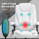 Vinsetto Office Chair W/ Heating Massage Points Relaxing Reclining Cream White
