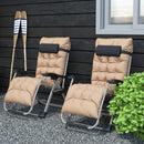 Outsunny 2 PCS Reclining Zero Gravity Chair Folding Lounger Cushion Khaki