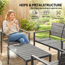 Outsunny 4 Piece Garden Furniture Set, HDPE Metal Outdoor Sofa, Dark Grey