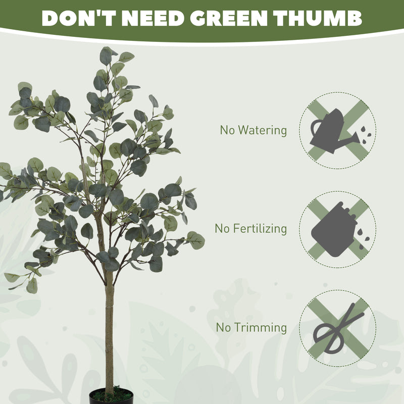 HOMCOM Artificial Plant, Faux Silk Eucalyptus Tree, 150cm
