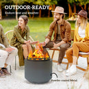 Outsunny 48.5cm Smokeless Wood Burning Firepit Metal Fire Pit, Dark Grey
