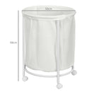 HOMCOM 100L Round Laundry Hamper With Wheels For Bedroom Bathroom Cream White