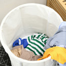 HOMCOM 100L Round Laundry Hamper With Wheels For Bedroom Bathroom Cream White