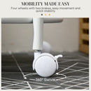 HOMCOM 100L Round Laundry Hamper With Wheels For Bedroom Bathroom Cream White