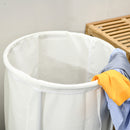 HOMCOM 100L Round Laundry Hamper With Wheels For Bedroom Bathroom Cream White