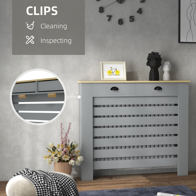 HOMCOM Radiator Cover with Drawer, Horizontal Slat