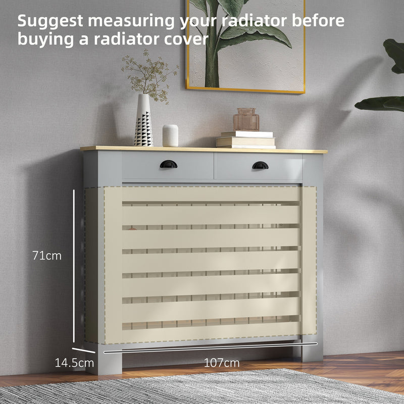 HOMCOM Radiator Cover with Drawer, Horizontal Slat