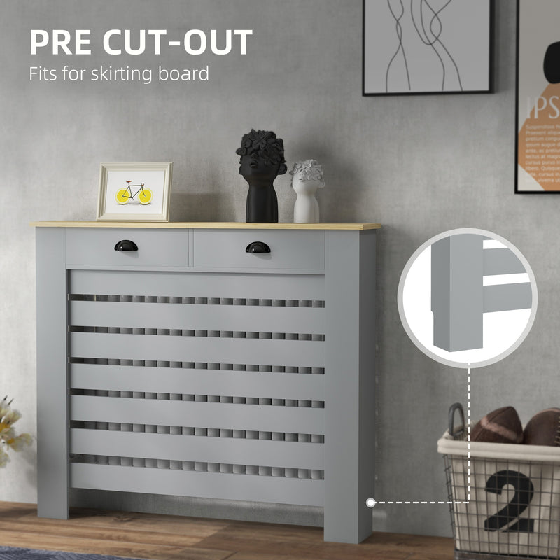HOMCOM Radiator Cover with Drawer, Horizontal Slat