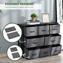 HOMCOM Chest of Drawers Bedroom Dresser with 8 Fabric Drawers, Dark Grey