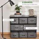HOMCOM Chest of Drawers Bedroom Dresser with 8 Fabric Drawers, Dark Grey