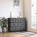HOMCOM Chest of Drawers Bedroom Dresser with 8 Fabric Drawers, Dark Grey