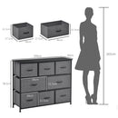 HOMCOM Chest of Drawers Bedroom Dresser with 8 Fabric Drawers, Dark Grey
