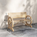 Outsunny Wooden Garden Bench Outdoor Loveseat with High Back, Natural Wood