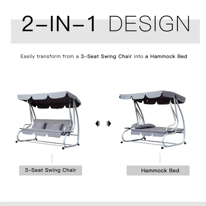 Outsunny Swing Seat 3 Seater - Grey