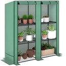 Outsunny 3 Tier Lean-to Mini Greenhouse With Green Hemmed Edging, Green