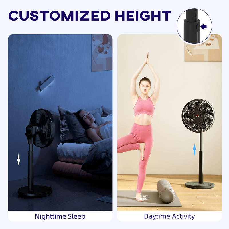 HOMCOM Pedestal Fan with Oscillating, Tilt, Adjustable Height, Timer