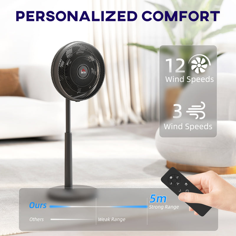 HOMCOM Pedestal Fan with Oscillating, Tilt, Adjustable Height, Timer