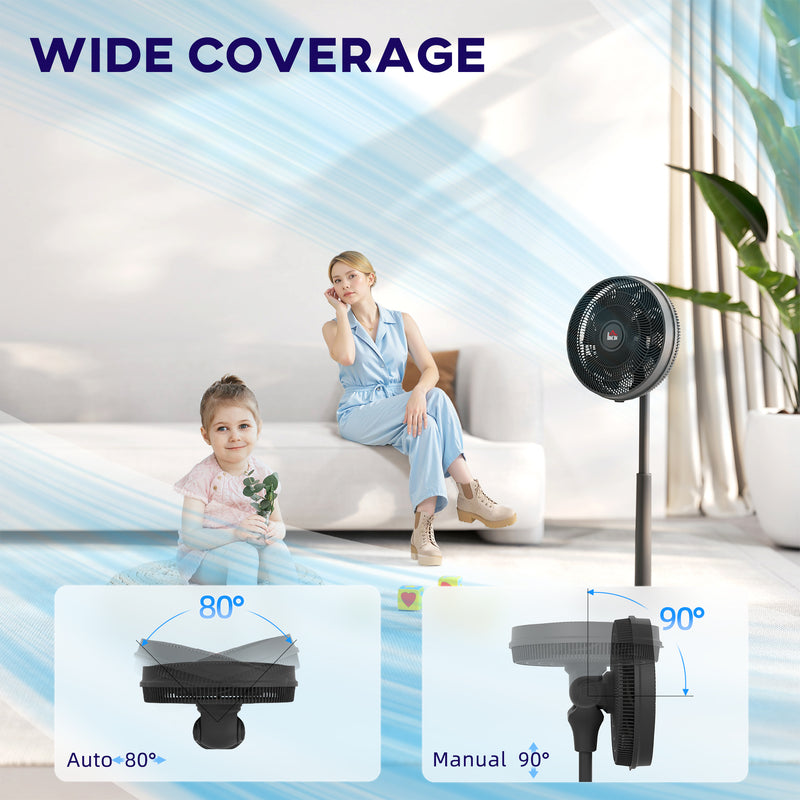 HOMCOM Pedestal Fan with Oscillating, Tilt, Adjustable Height, Timer