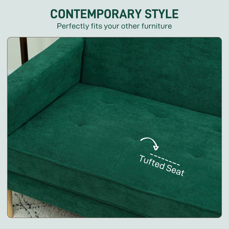 HOMCOM 2 Seater Sofa, Velvet-Feel Upholstered Loveseat for Small Space