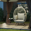 Outsunny PE Rattan Egg Chair w/ Padded Cushions for Garden, Charcoal Grey