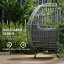 Outsunny PE Rattan Egg Chair w/ Padded Cushions for Garden, Charcoal Grey