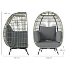 Outsunny PE Rattan Egg Chair w/ Padded Cushions for Garden, Charcoal Grey