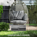 Outsunny PE Rattan Egg Chair w/ Padded Cushions for Garden, Charcoal Grey