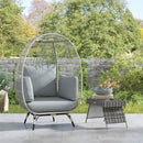 Outsunny PE Rattan Egg Chair w/ Padded Cushions for Garden, Charcoal Grey