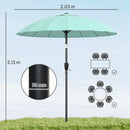 Outsunny 2m Shanghai Garden Parasol Umbrella, Outdoor Sun Shade, Turquoise