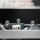 HOMCOM Storage Ottoman With Armrest, Upholstered Linen Storage Bench