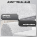 HOMCOM Storage Ottoman With Armrest, Upholstered Linen Storage Bench