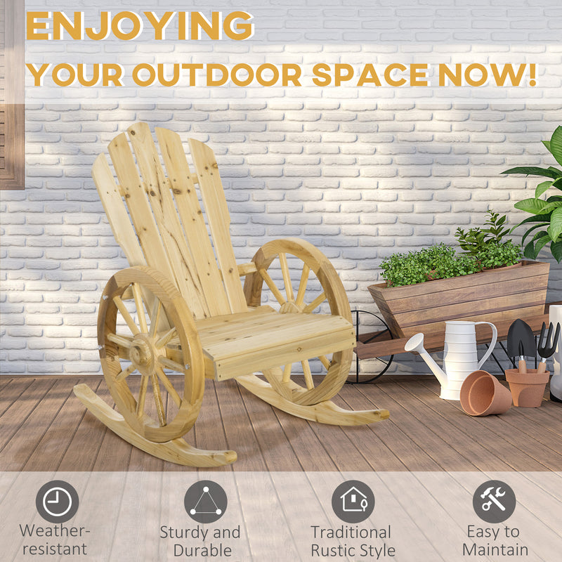 Outsunny Adirondack Rocking Chair Porch Poolside Garden Lounging Natural