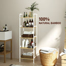HOMCOM 5-Tier Bamboo Bathroom Storage Shelf with Adjustable Rack