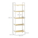 HOMCOM 5-Tier Bamboo Bathroom Storage Shelf with Adjustable Rack