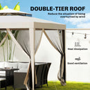 Outsunny 3 x 3 m Gazebo, Netting Party Tent w/ Double Tier Roof, Beige